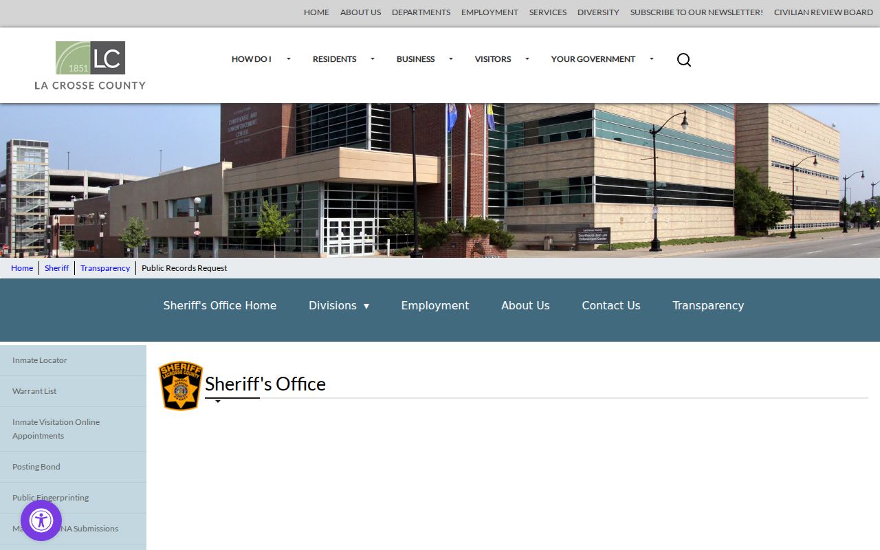 La Crosse County Sheriff arrest record request form