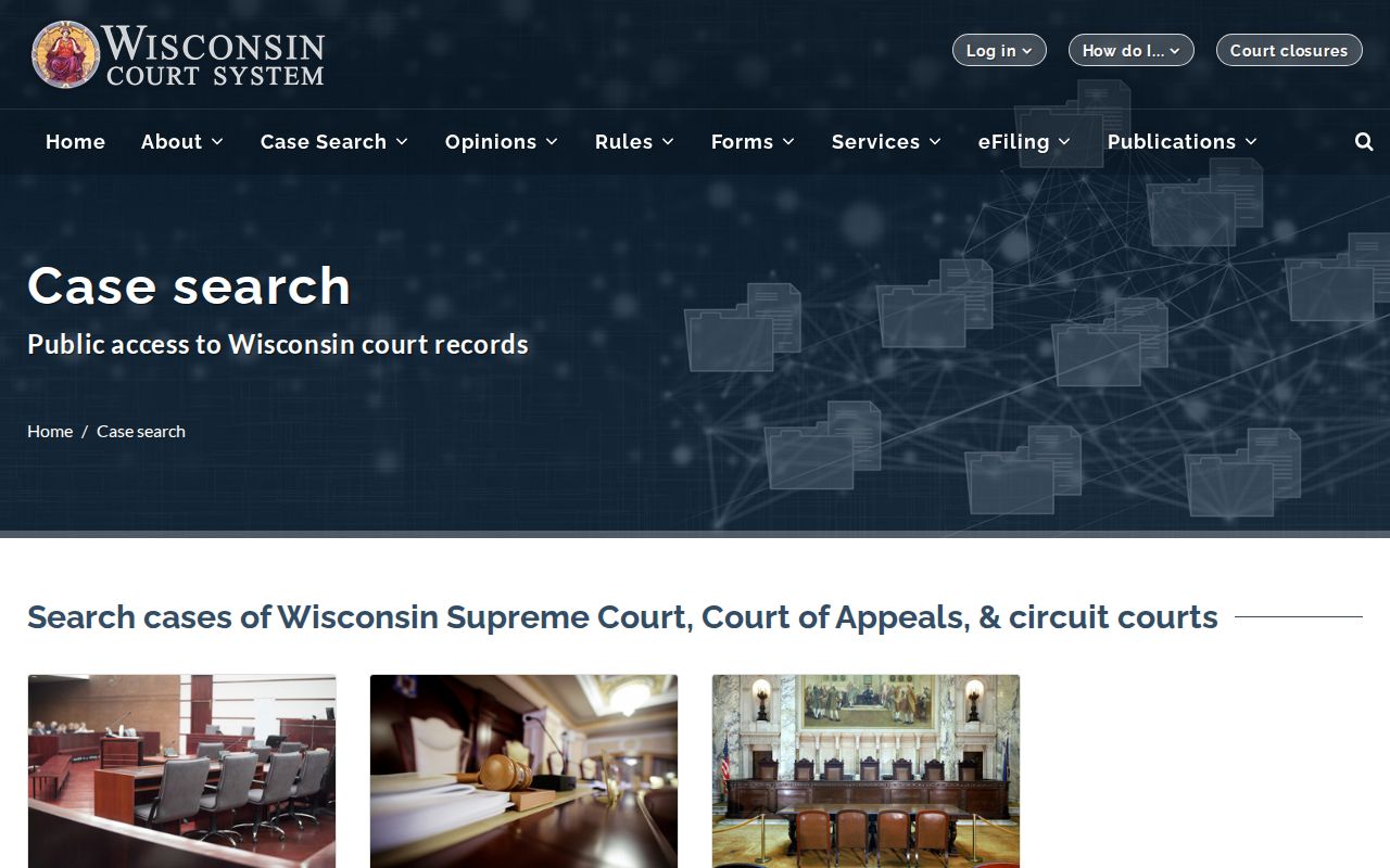 Wisconsin Courts gateway for La Crosse County court case lookup
