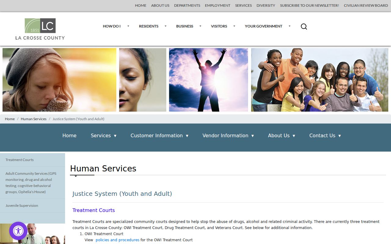La Crosse County criminal history and Justice Support Services programs