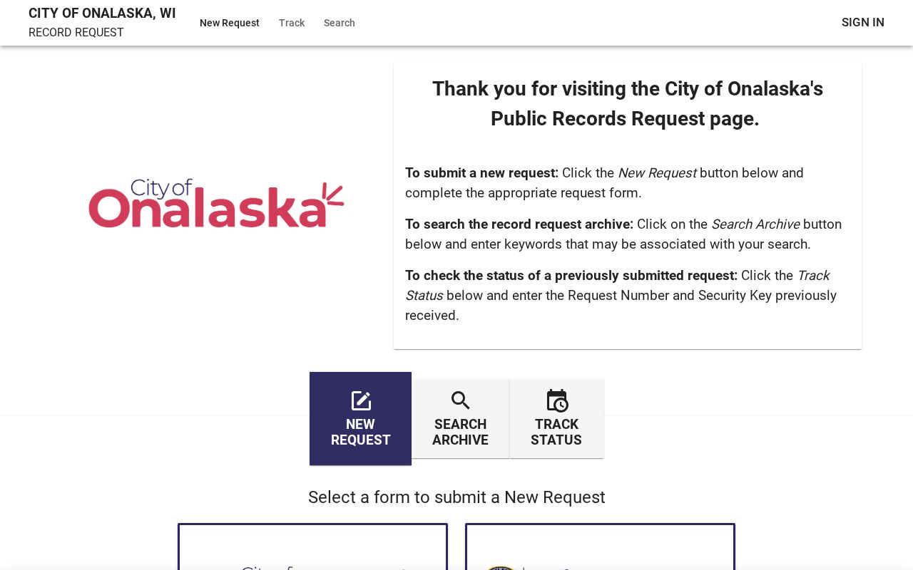 Onalaska police criminal record and media request portal